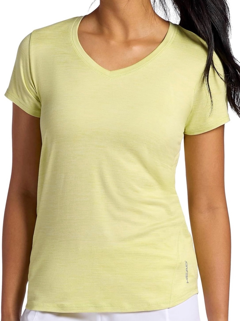 HEAD Women’s Light Yellow V-Neck Tee Emily Short Sleeve Lime Sherbet Heather